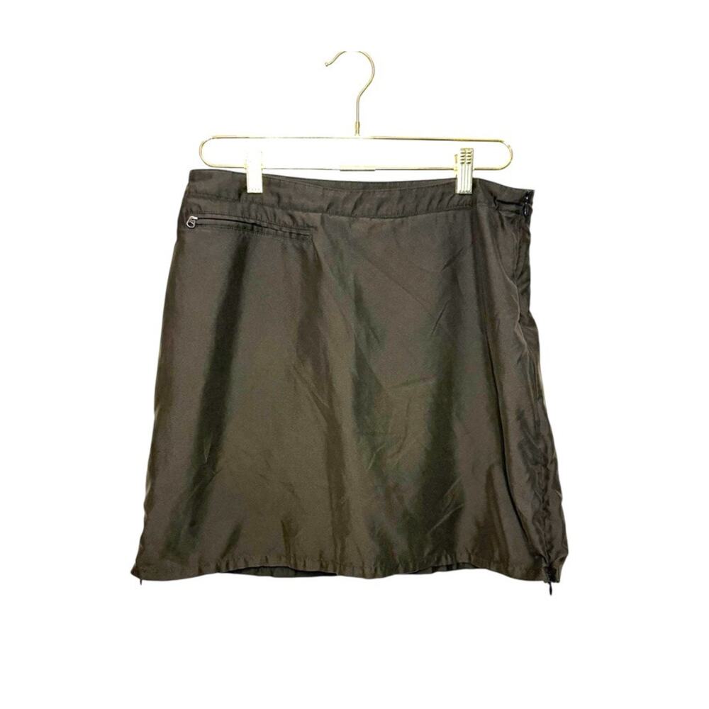 Patagonia Duway Skort Side Zip Slits n Zip‎ Pocket Green Brown Women 8